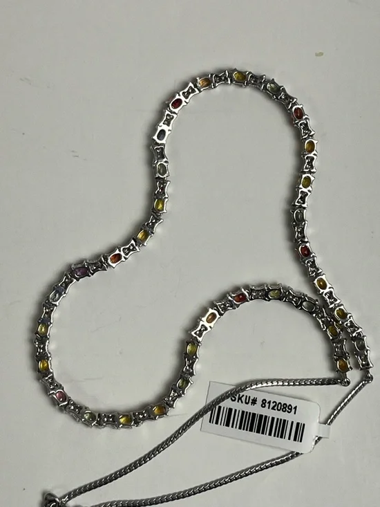 D'Joy 67 Natural Multi Sapphire 10 ctw Tennis Necklace 925 Silver 18” NWT in box - Picture 6 of 14